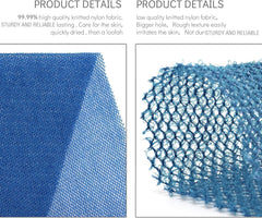 UJFQBH 3 Pieces African Bath Sponge African Net Long Net Bath Sponge Exfoliating Shower Body Scrubber Back Scrubber Skin Smoother,Great for Daily Use (Blue)