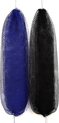 African Net Sponge Authentic, 2 Pieces African Exfoliating Net Sponge with Knots, Quick-Drying Body Scrub Net, Bath Washcloth Loofah for Women and Men (Navy Blue+Black)