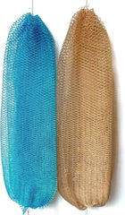 African Net Sponge Authentic, 2 Pieces African Exfoliating Net Sponge with Knots, Quick-Drying Body Scrub Net, Bath Washcloth Loofah for Women and Men (Champagne+Baby Blue)