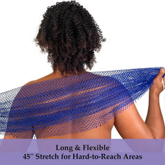 African Net Sponge Authentic, 2 Pieces African Exfoliating Net Sponge with Knots, Quick-Drying Body Scrub Net, Bath Washcloth Loofah for Women and Men (Black+Pink)