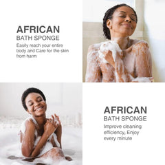 UJFQBH 3 Pieces African Bath Sponge African Net Long Net Bath Sponge Exfoliating Shower Body Scrubber Back Scrubber Skin Smoother,Great for Daily Use (Rose Red, Blue, Green)