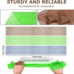UJFQBH 3 Pieces African Bath Sponge African Net Long Net Bath Sponge Exfoliating Shower Body Scrubber Back Scrubber Skin Smoother,Great for Daily Use (Brown、Blue、Green)