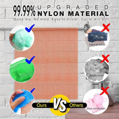 UJFQBH 3 Pieces African exfoliating net African Net Long Net Bath Sponge Exfoliating Shower Body Scrubber Back Scrubber Skin Smoother,Great for Daily Use (Yellow, Green, Blue)