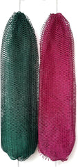 African Net Sponge Authentic, 2 Pieces African Exfoliating Net Sponge with Knots, Quick-Drying Body Scrub Net, Bath Washcloth Loofah for Women and Men (Dark Green+Rose)