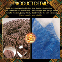 UJFQBH African Net Sponge Authentic, Exfoliating Body Scrubber for Back and Hard to Reach Areas, Gentle Daily Exfoliation for Deep Cleansing, Quick Drying Shower Essential, Rosewood 3 Pack