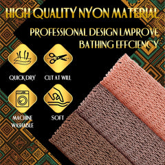 UJFQBH African Net Sponge Authentic, Exfoliating Body Scrubber for Back and Hard to Reach Areas, Gentle Daily Exfoliation for Deep Cleansing, Quick Drying Shower Essential, Rosewood 3 Pack